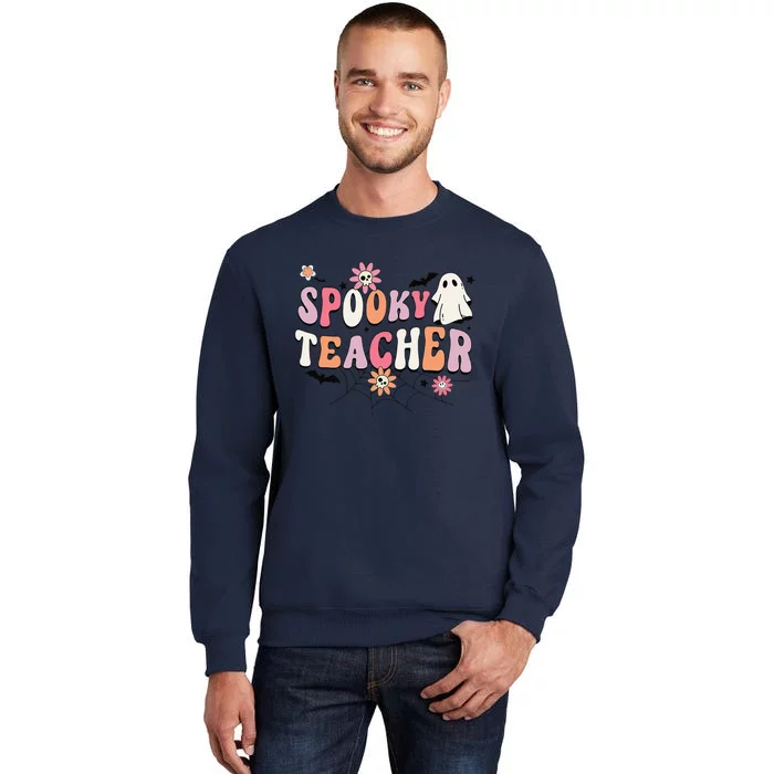 Funny Spooky Season Retro Spooky Teacher Halloween Costume Tall Sweatshirt