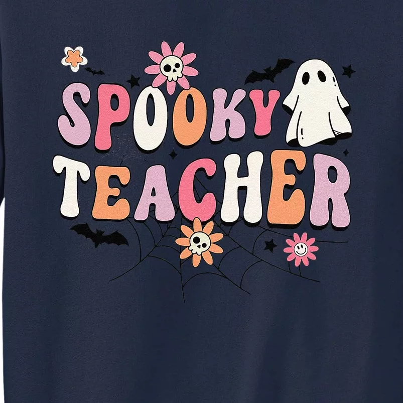 Funny Spooky Season Retro Spooky Teacher Halloween Costume Tall Sweatshirt