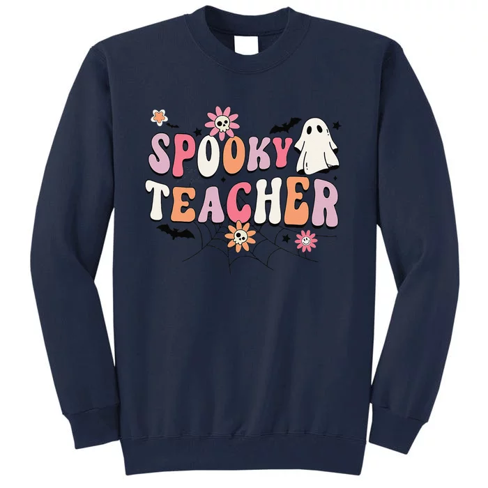 Funny Spooky Season Retro Spooky Teacher Halloween Costume Tall Sweatshirt