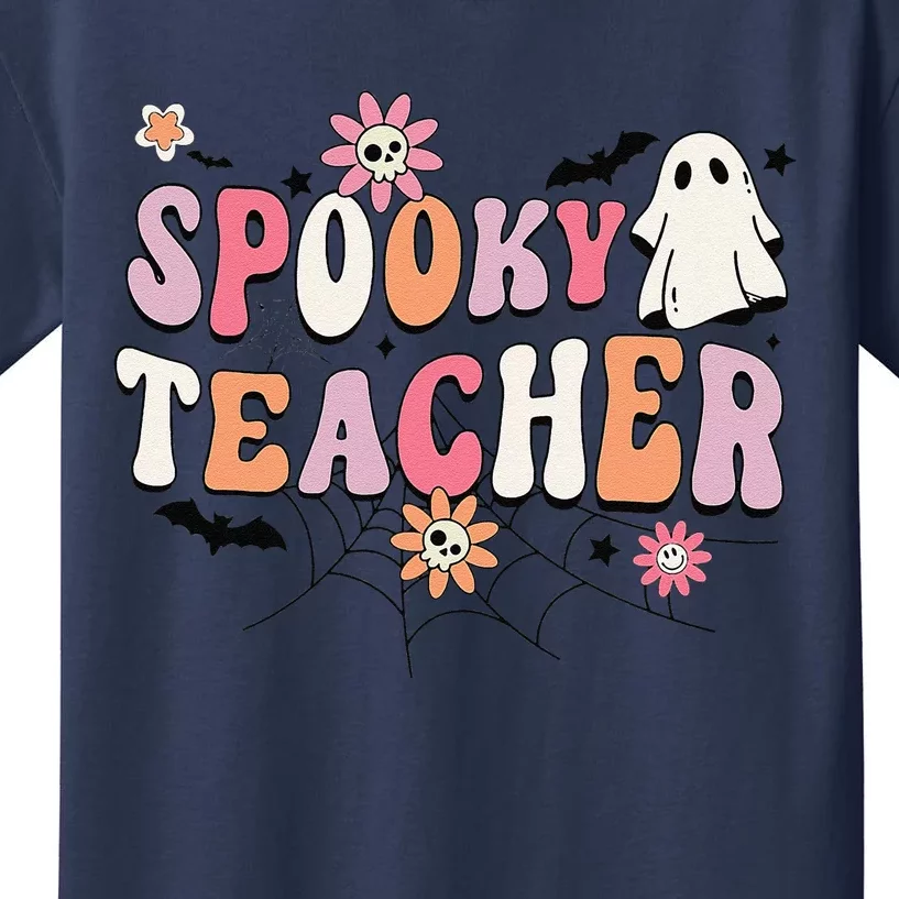 Funny Spooky Season Retro Spooky Teacher Halloween Costume Kids T-Shirt