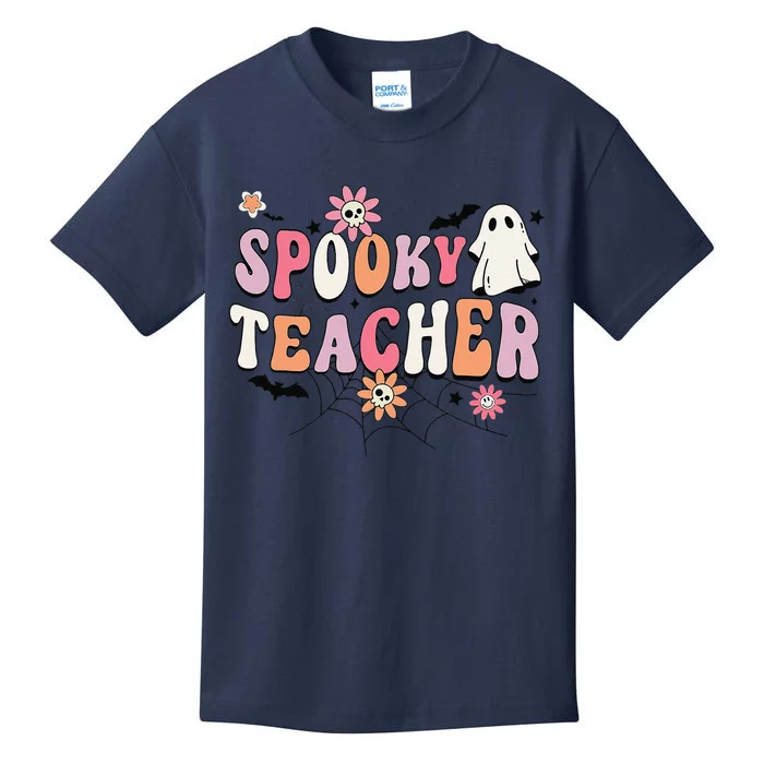 Funny Spooky Season Retro Spooky Teacher Halloween Costume Kids T-Shirt