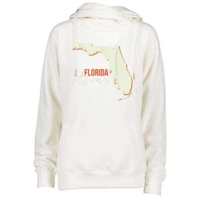 Florida Strong Support With Heart Womens Funnel Neck Pullover Hood