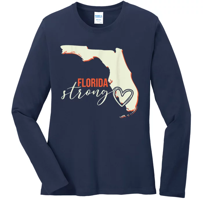 Florida Strong Support With Heart Ladies Long Sleeve Shirt