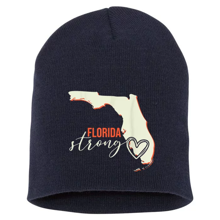 Florida Strong Support With Heart Short Acrylic Beanie