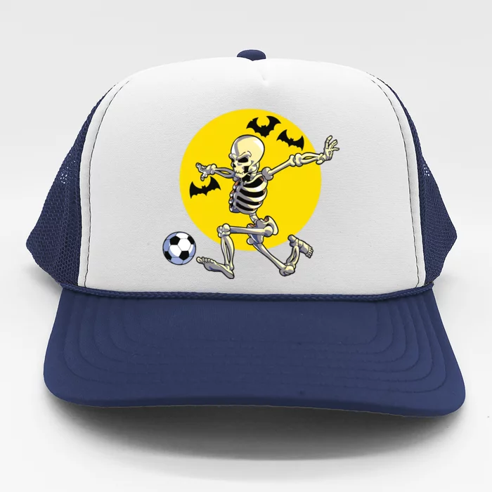 Funny Soccer Skeleton Moon Bat Halloween Costume Trucker Hat