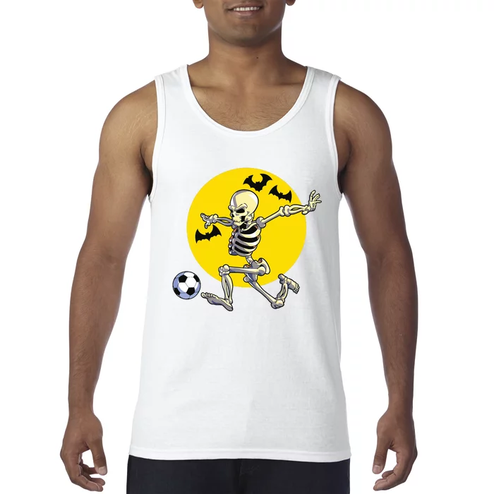 Funny Soccer Skeleton Moon Bat Halloween Costume Tank Top