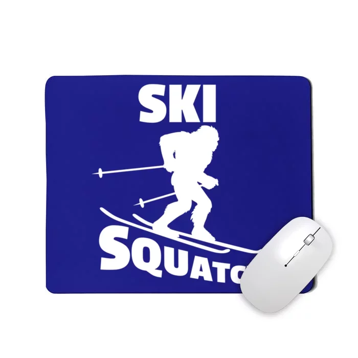 Funny Ski Squatch Downhill Skier Skiing Bigfoot Sasquatch Gift Mousepad