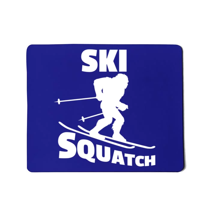 Funny Ski Squatch Downhill Skier Skiing Bigfoot Sasquatch Gift Mousepad