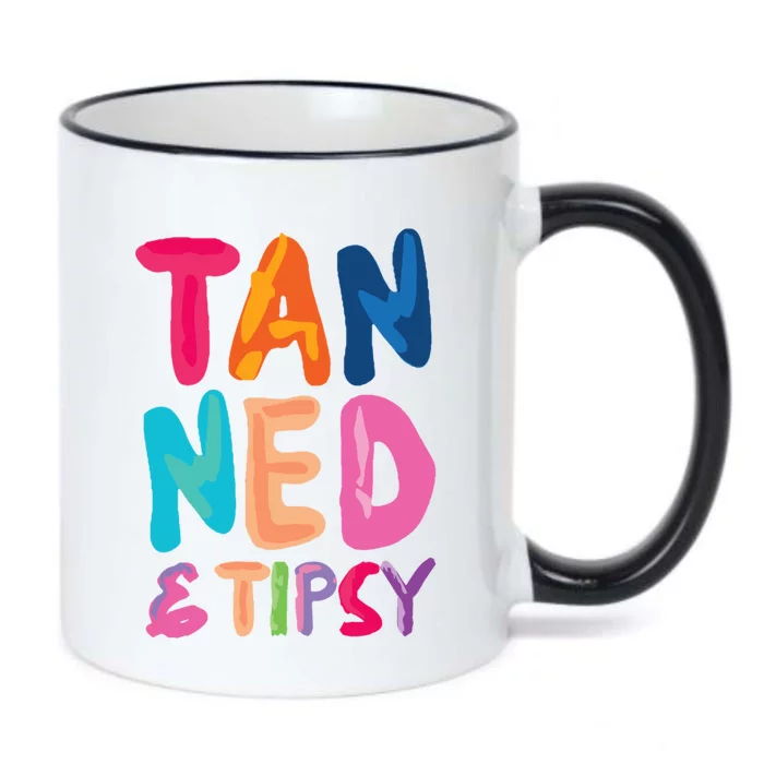 Funny Summer Sayings Tanned And Tipsy Vacation Meaningful Gift Black Color Changing Mug