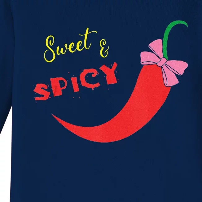 Funny Sweet & Spicy WomenScinco De Mayo Spicy Chilli Baby Long Sleeve Bodysuit