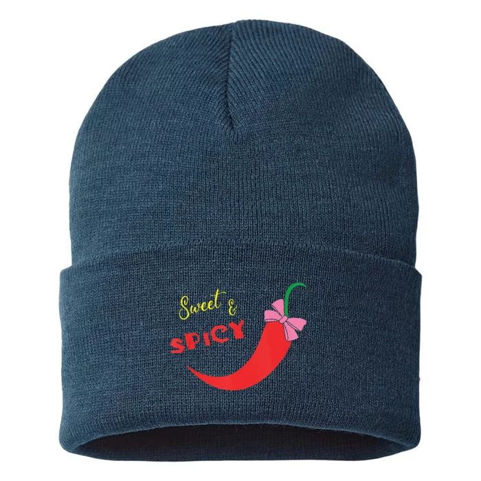 Funny Sweet & Spicy WomenScinco De Mayo Spicy Chilli Sustainable Knit Beanie