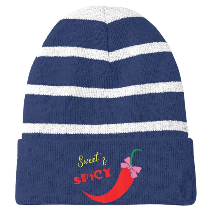 Funny Sweet & Spicy WomenScinco De Mayo Spicy Chilli Striped Beanie with Solid Band