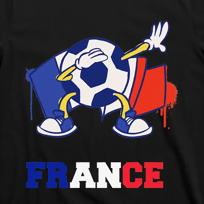 France Soccer Shirt Dabbing Soccer Ball French Flag T-Shirt