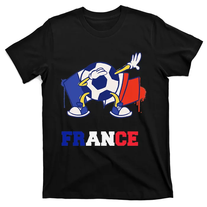 France Soccer Shirt Dabbing Soccer Ball French Flag T-Shirt