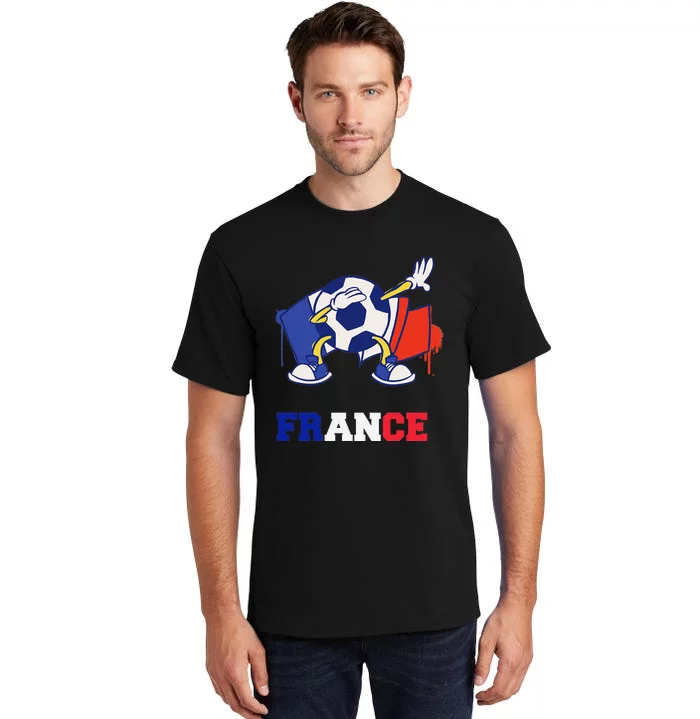 France Soccer Shirt Dabbing Soccer Ball French Flag Tall T-Shirt