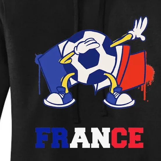 France Soccer Shirt Dabbing Soccer Ball French Flag Women's Pullover Hoodie