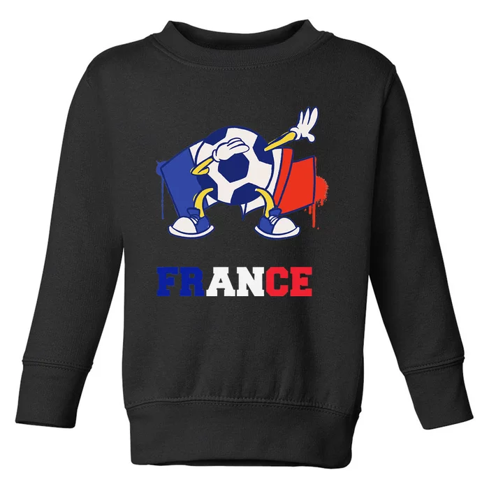 France Soccer Shirt Dabbing Soccer Ball French Flag Toddler Sweatshirt