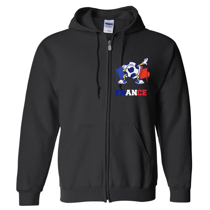 France Soccer Shirt Dabbing Soccer Ball French Flag Full Zip Hoodie