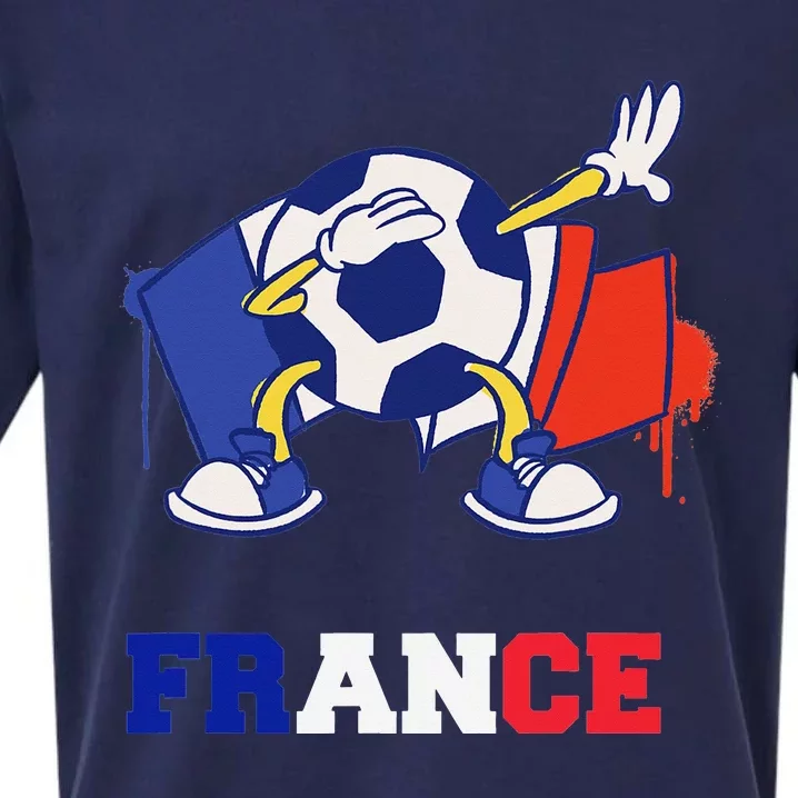 France Soccer Shirt Dabbing Soccer Ball French Flag Sueded Cloud Jersey T-Shirt