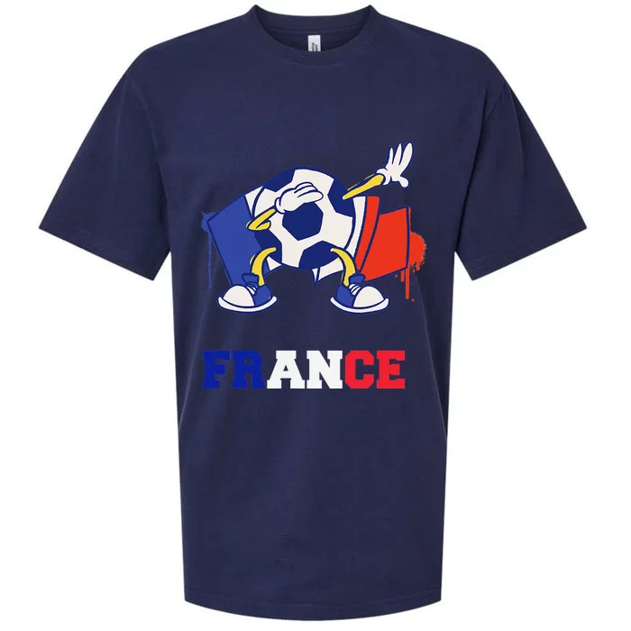 France Soccer Shirt Dabbing Soccer Ball French Flag Sueded Cloud Jersey T-Shirt