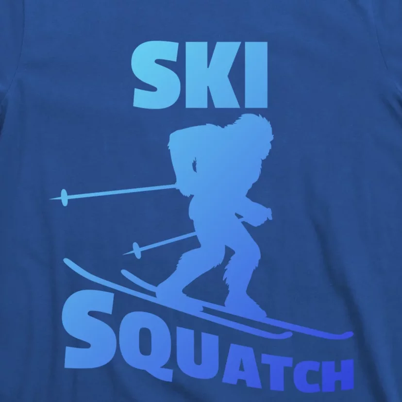 Funny Ski Squatch Downhill Skier Skiing Bigfoot Sasquatch Funny Gift T-Shirt