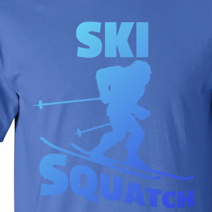 Funny Ski Squatch Downhill Skier Skiing Bigfoot Sasquatch Funny Gift Tall T-Shirt