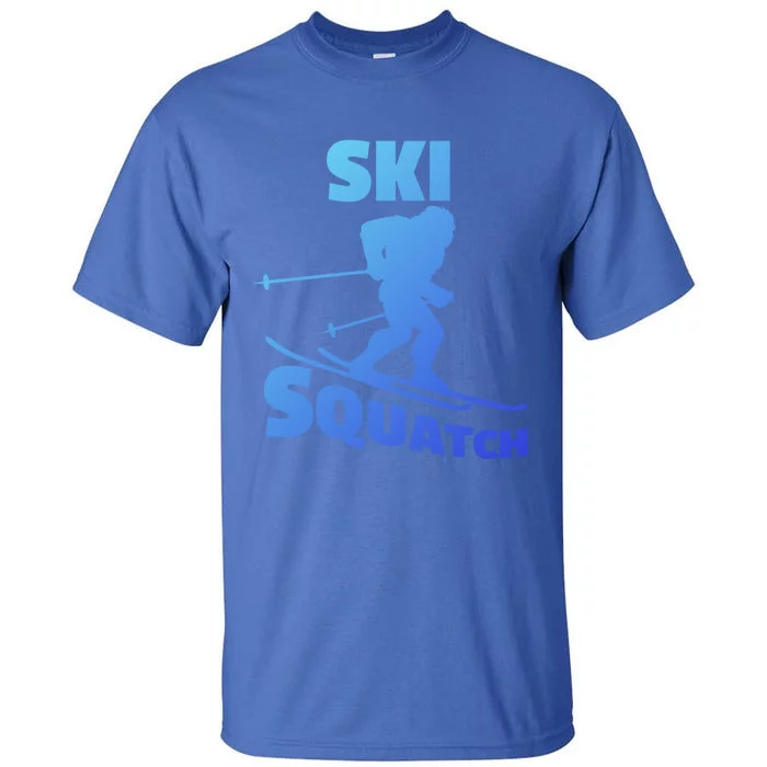 Funny Ski Squatch Downhill Skier Skiing Bigfoot Sasquatch Funny Gift Tall T-Shirt