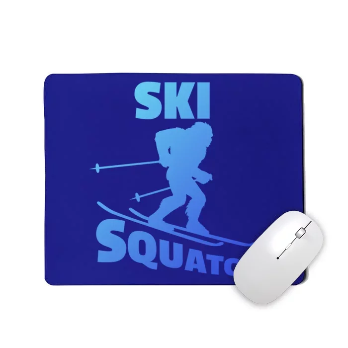 Funny Ski Squatch Downhill Skier Skiing Bigfoot Sasquatch Funny Gift Mousepad