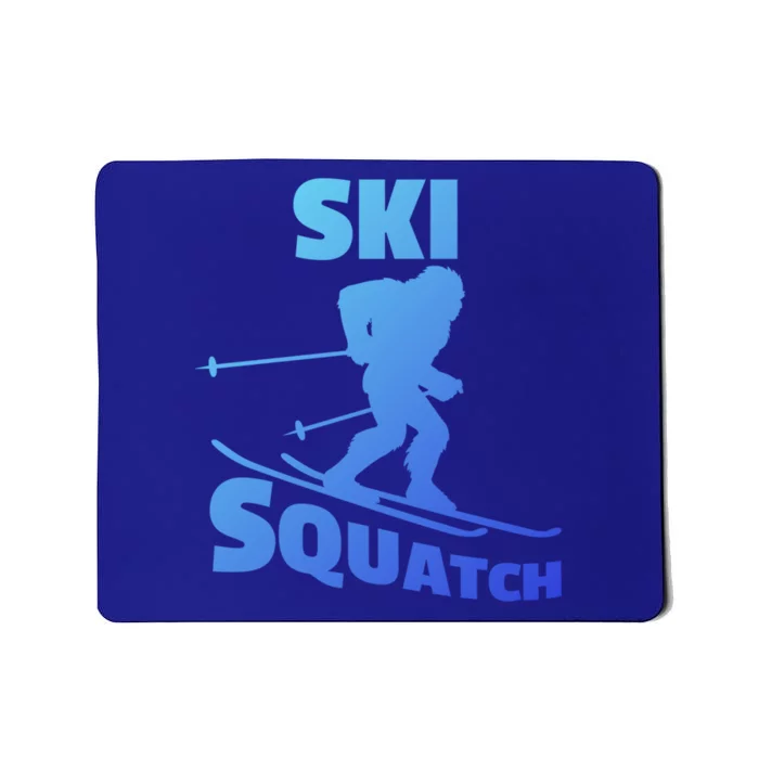 Funny Ski Squatch Downhill Skier Skiing Bigfoot Sasquatch Funny Gift Mousepad