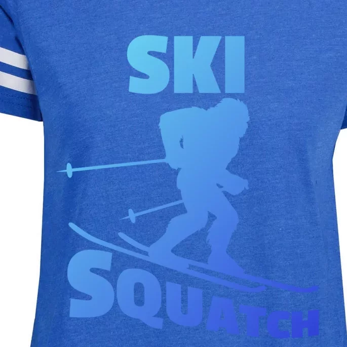 Funny Ski Squatch Downhill Skier Skiing Bigfoot Sasquatch Funny Gift Enza Ladies Jersey Football T-Shirt