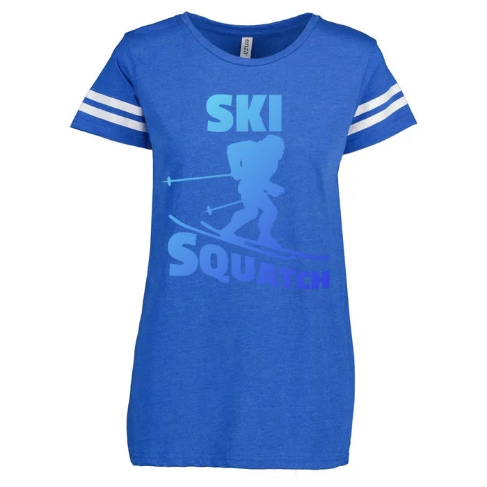 Funny Ski Squatch Downhill Skier Skiing Bigfoot Sasquatch Funny Gift Enza Ladies Jersey Football T-Shirt