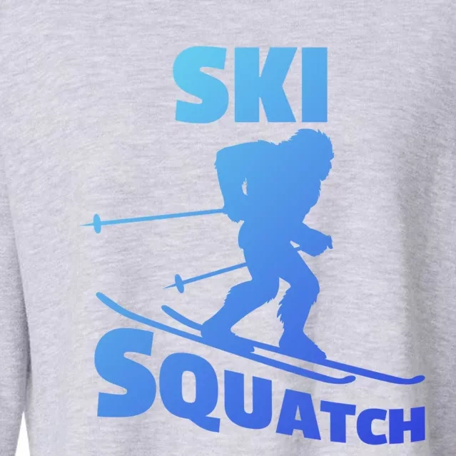 Funny Ski Squatch Downhill Skier Skiing Bigfoot Sasquatch Funny Gift Cropped Pullover Crew