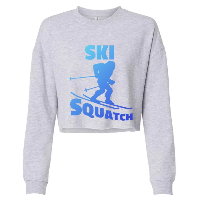 Funny Ski Squatch Downhill Skier Skiing Bigfoot Sasquatch Funny Gift Cropped Pullover Crew