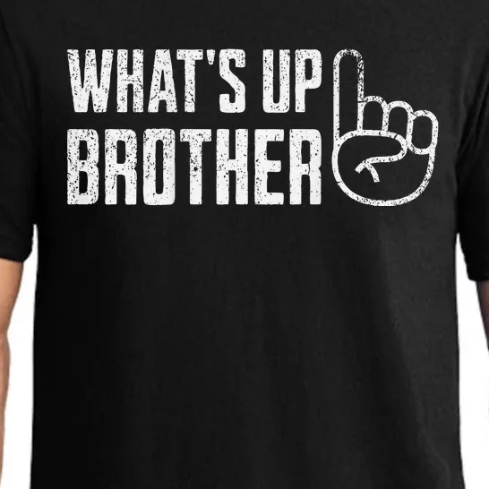 Funny Sketch Streamer Whats Up Brother Front & Back Print Pajama Set