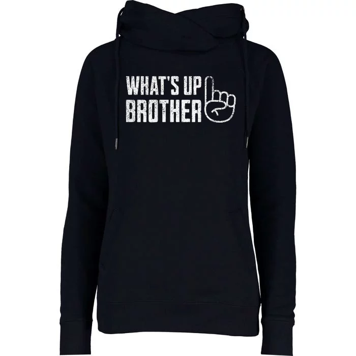 Funny Sketch Streamer Whats Up Brother Front & Back Print Womens Funnel Neck Pullover Hood