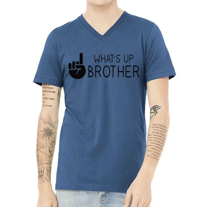 Funny Sketch Streamer Whats Up Brother V-Neck T-Shirt