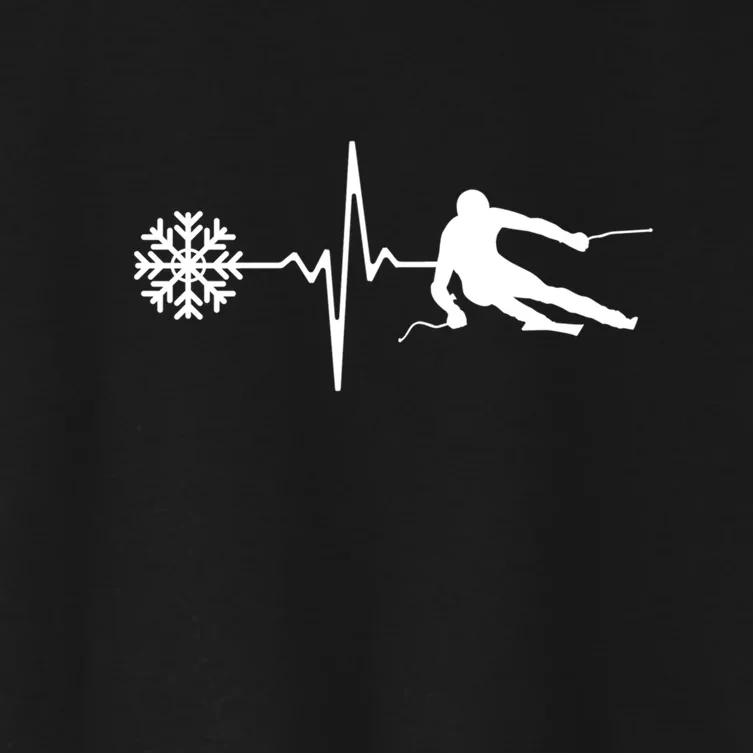 Funny Skiing Snowboard Is Life Heartbeat Snow Flake Gift Women's Crop Top Tee