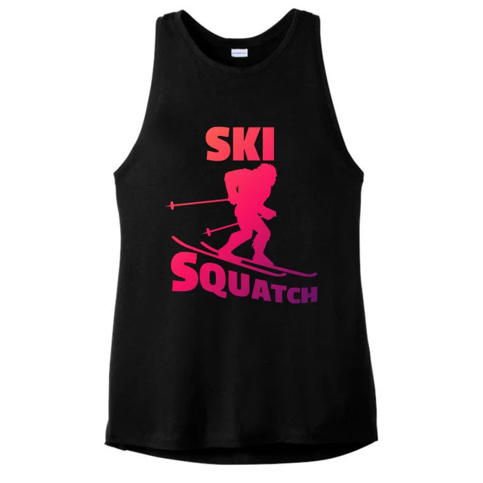 Funny Ski Squatch Downhill Skier Skiing Bigfoot Sasquatch Funny Gift Ladies Tri-Blend Wicking Tank