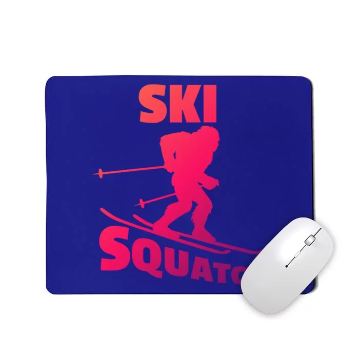 Funny Ski Squatch Downhill Skier Skiing Bigfoot Sasquatch Funny Gift Mousepad