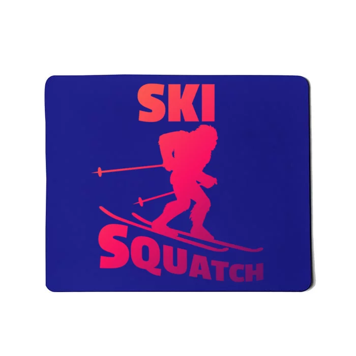 Funny Ski Squatch Downhill Skier Skiing Bigfoot Sasquatch Funny Gift Mousepad