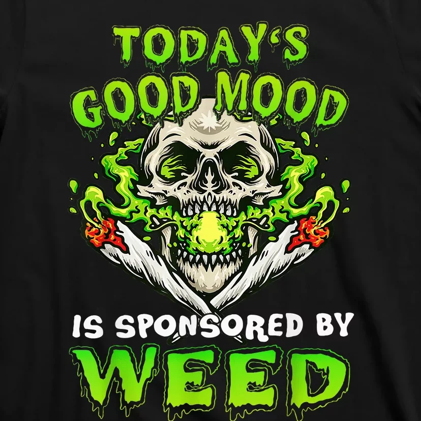 Funny Skeleton Smoking Weed Cannabis Marijuana Leaves Skull T-Shirt