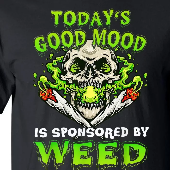 Funny Skeleton Smoking Weed Cannabis Marijuana Leaves Skull Tall T-Shirt