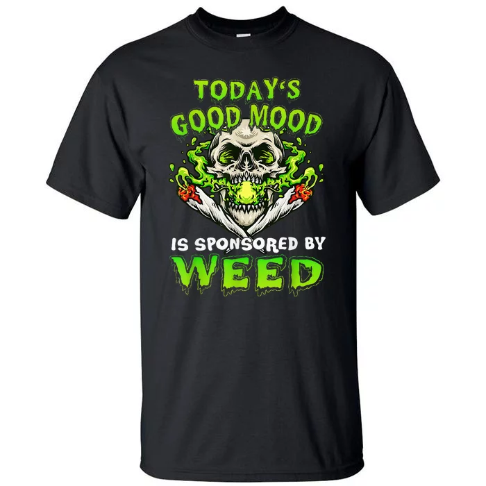 Funny Skeleton Smoking Weed Cannabis Marijuana Leaves Skull Tall T-Shirt