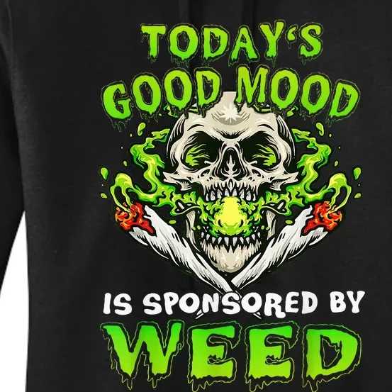 Funny Skeleton Smoking Weed Cannabis Marijuana Leaves Skull Women's Pullover Hoodie