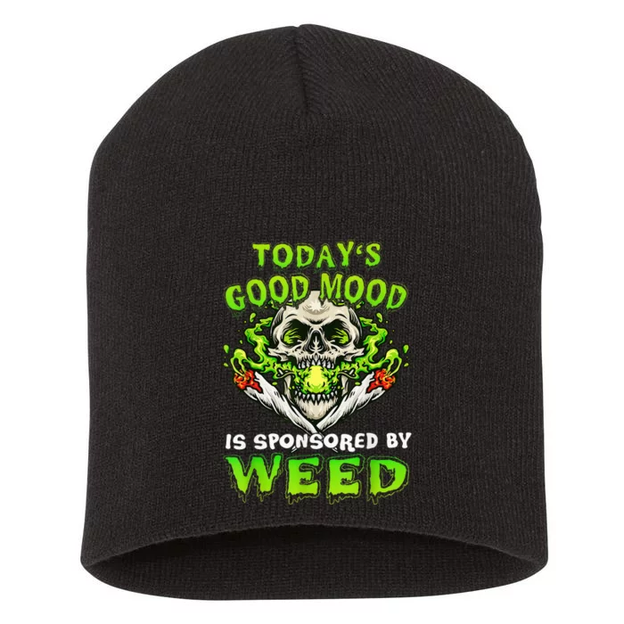 Funny Skeleton Smoking Weed Cannabis Marijuana Leaves Skull Short Acrylic Beanie