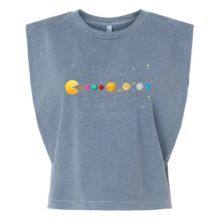 Funny Solar System Astronauts Space Video Games Garment-Dyed Women's Muscle Tee