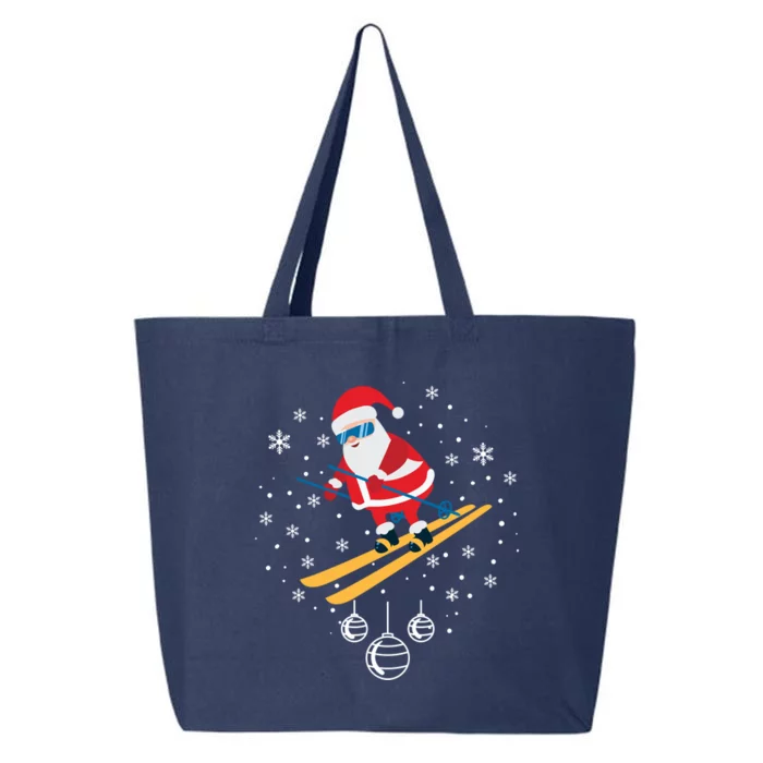 Funny Skiing Santa Christmas Ornat Xmas Pajama Ski Skier Gift 25L Jumbo Tote