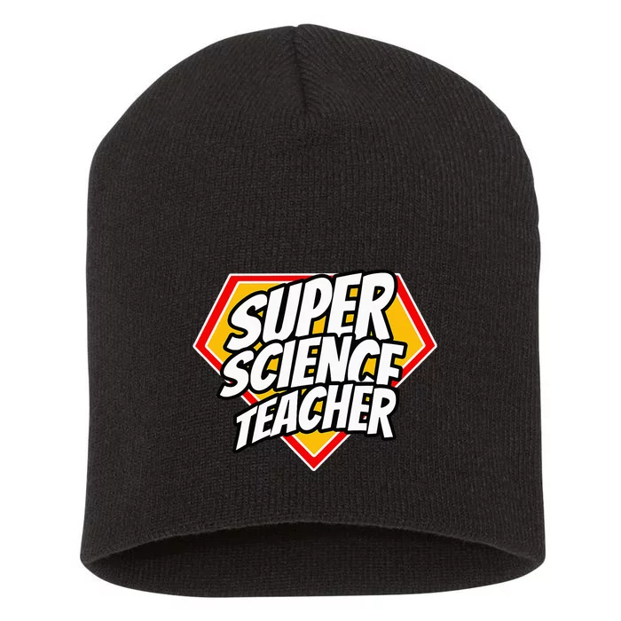 Funny Super Science Teacher Superhero Teacher Short Acrylic Beanie