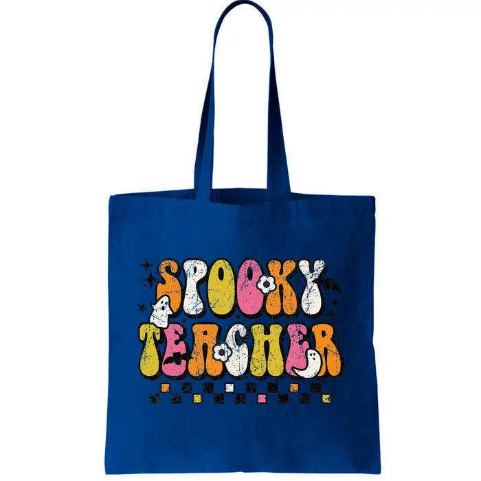 Funny Spooky Season Retro Spooky Teacher Halloween Costume Tote Bag