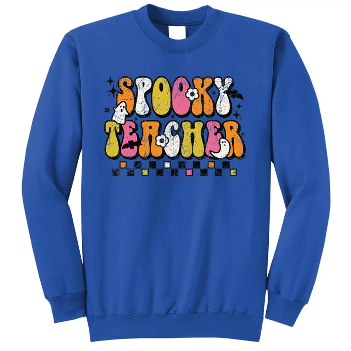 Funny Spooky Season Retro Spooky Teacher Halloween Costume Tall Sweatshirt